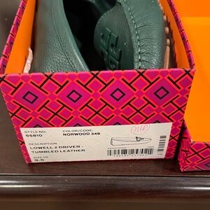 Tory Burch Norwood Green Leather Driver Shoes